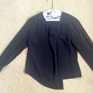 Symmetrical placket long sleeve blouse with lace detail